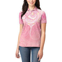 Breast Cancer Awareness Maori Aotearoa Women Polo Shirt Manta Ray - Pink Glaze - Polynesian Pride
