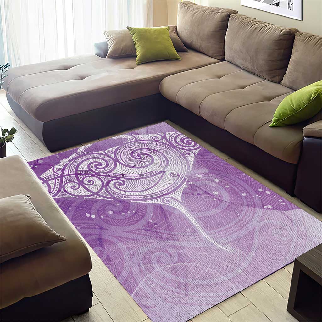 Epilepsy Awareness Maori Aotearoa Area Rug Manta Ray - Purple Glaze - Polynesian Pride