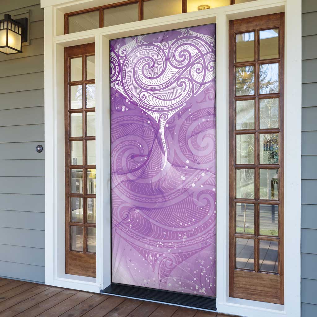 Epilepsy Awareness Maori Aotearoa Door Cover Manta Ray - Purple Glaze - Polynesian Pride