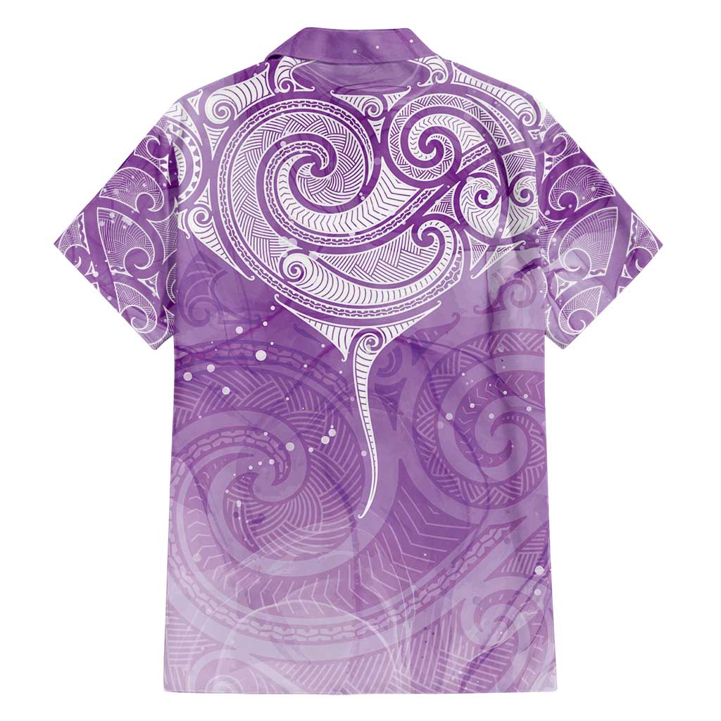 Epilepsy Awareness Maori Aotearoa Family Matching Puletasi and Hawaiian Shirt Manta Ray - Purple Glaze - Polynesian Pride