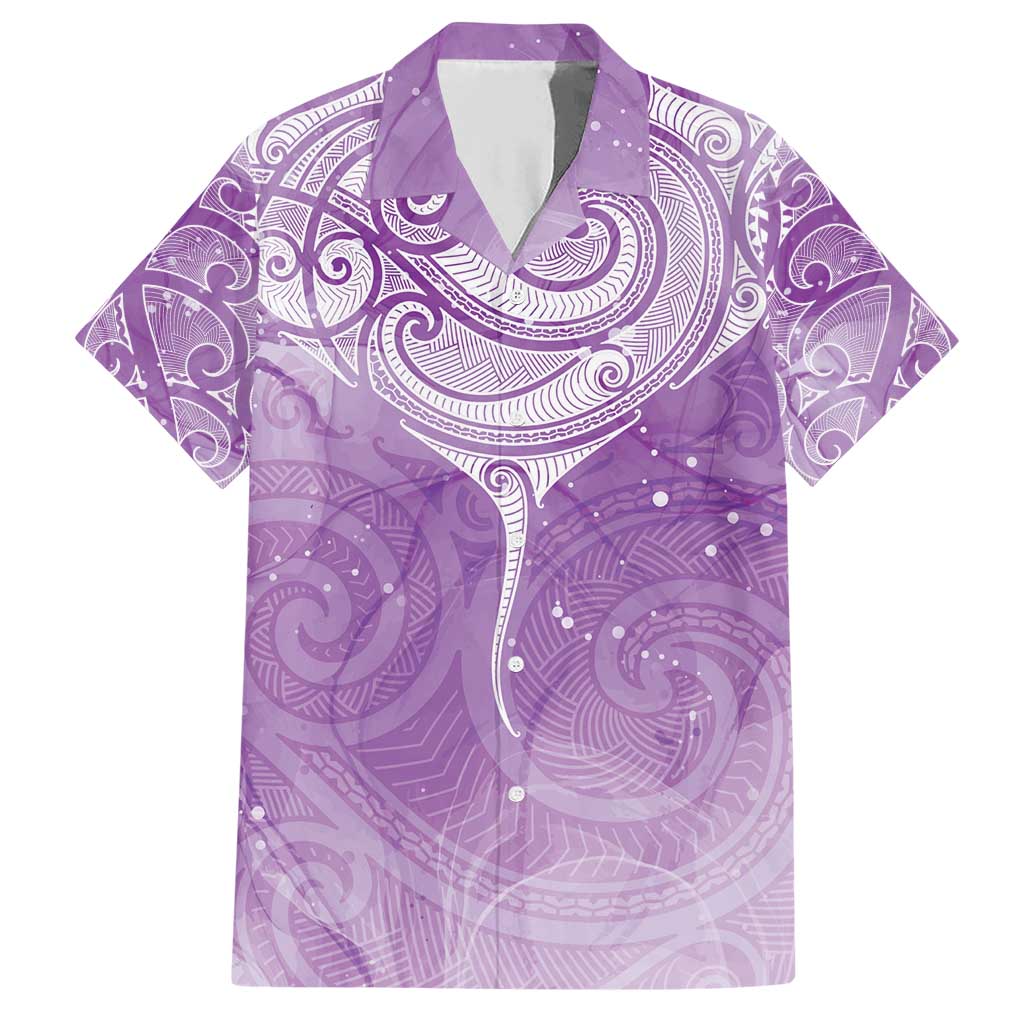 Epilepsy Awareness Maori Aotearoa Family Matching Short Sleeve Bodycon Dress and Hawaiian Shirt Manta Ray - Purple Glaze - Polynesian Pride