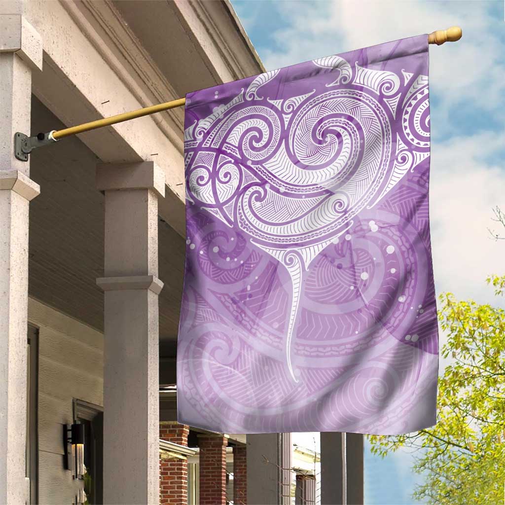 Epilepsy Awareness Maori Aotearoa Garden Flag Manta Ray - Purple Glaze - Polynesian Pride