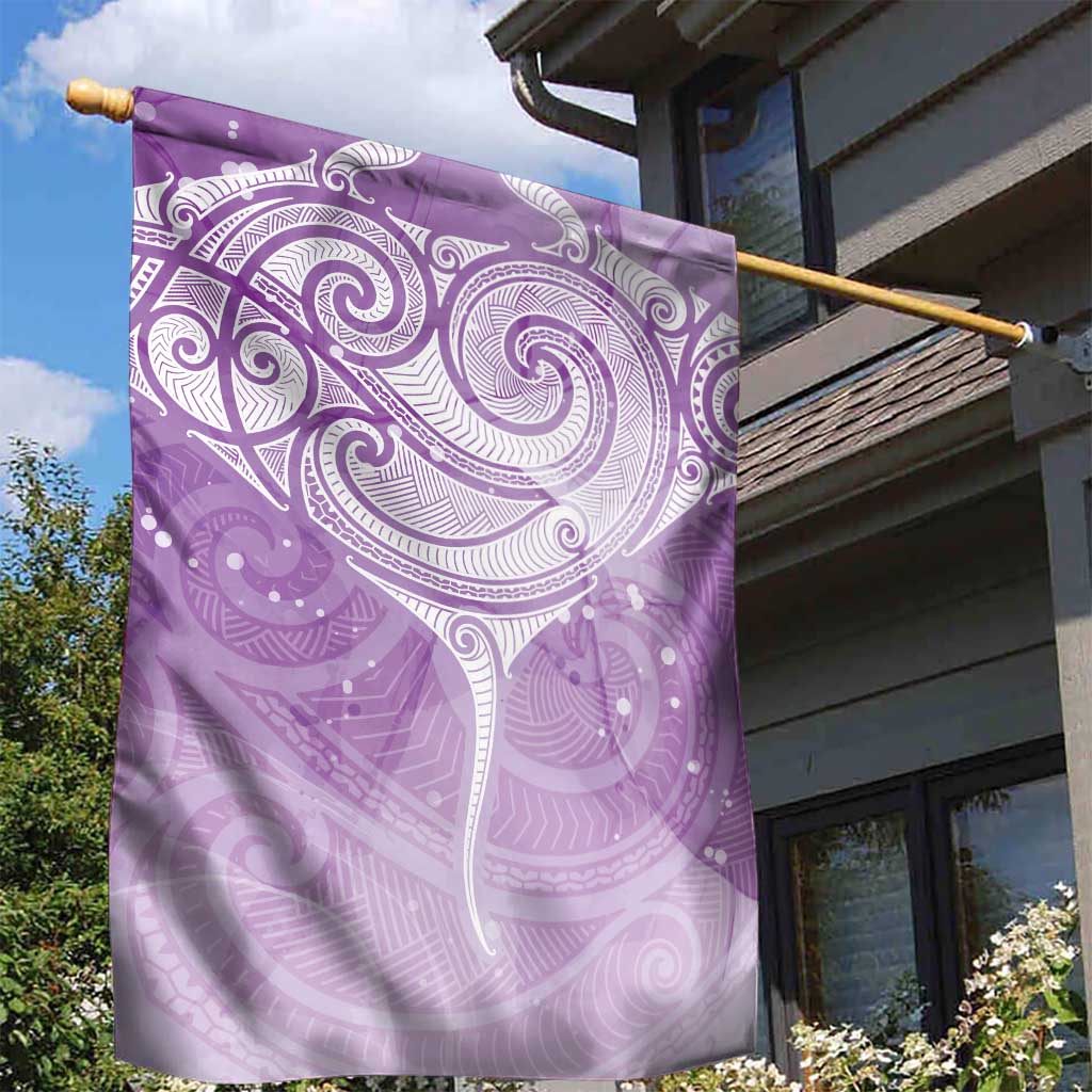 Epilepsy Awareness Maori Aotearoa Garden Flag Manta Ray - Purple Glaze - Polynesian Pride