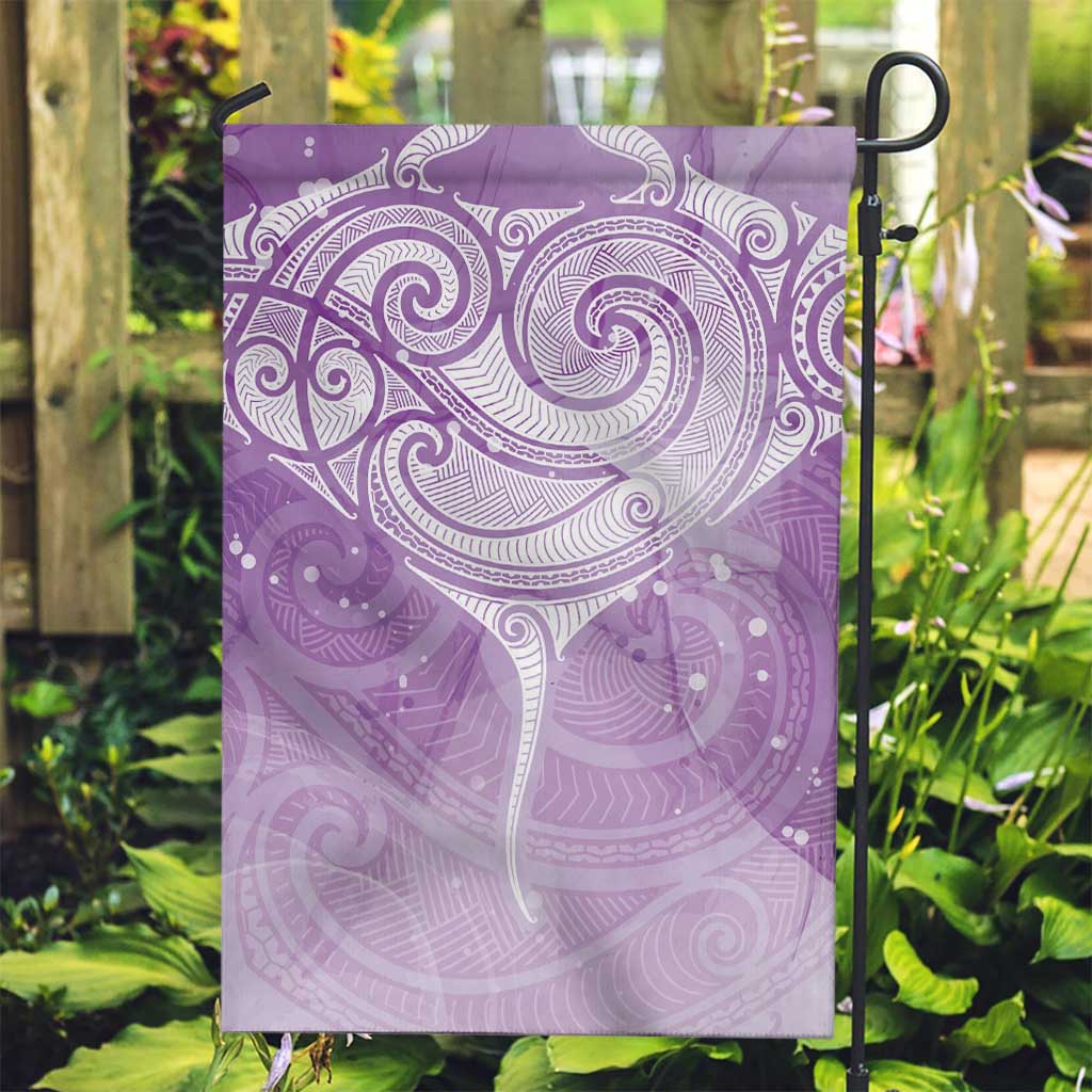 Epilepsy Awareness Maori Aotearoa Garden Flag Manta Ray - Purple Glaze - Polynesian Pride