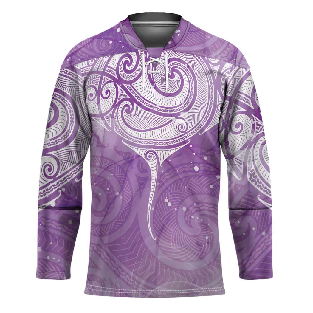 Epilepsy Awareness Maori Aotearoa Hockey Jersey Manta Ray - Purple Glaze - Polynesian Pride
