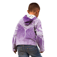 Epilepsy Awareness Maori Aotearoa Kid Hoodie Manta Ray - Purple Glaze - Polynesian Pride