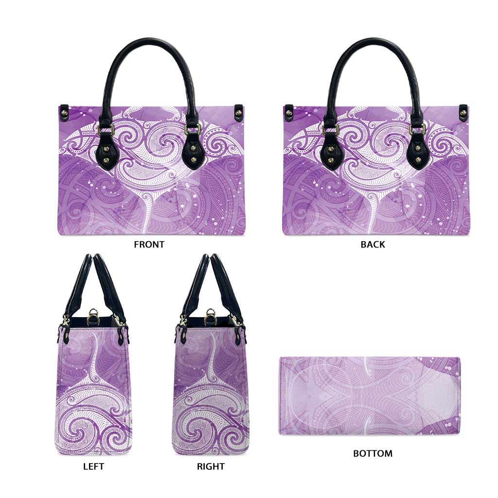 Epilepsy Awareness Maori Aotearoa Leather Bag Manta Ray - Purple Glaze - Polynesian Pride
