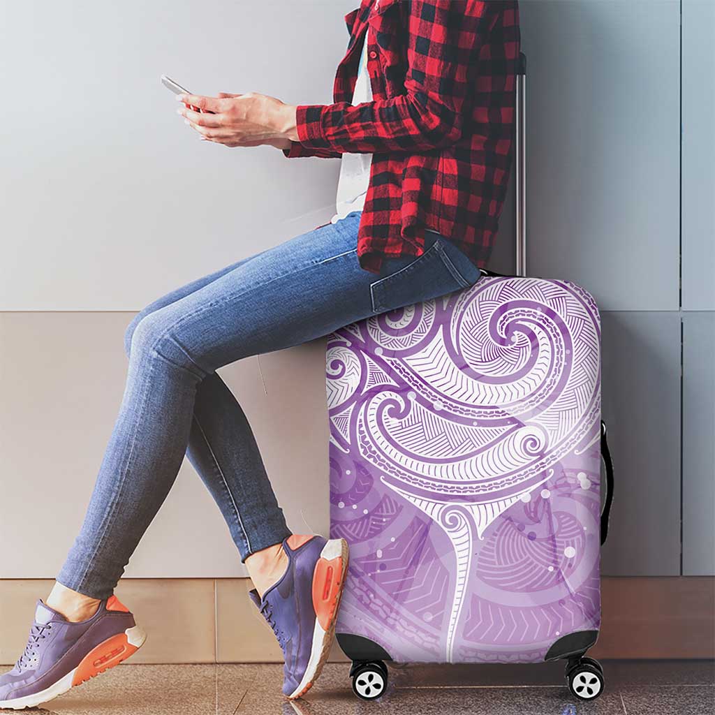 Epilepsy Awareness Maori Aotearoa Luggage Cover Manta Ray - Purple Glaze - Polynesian Pride