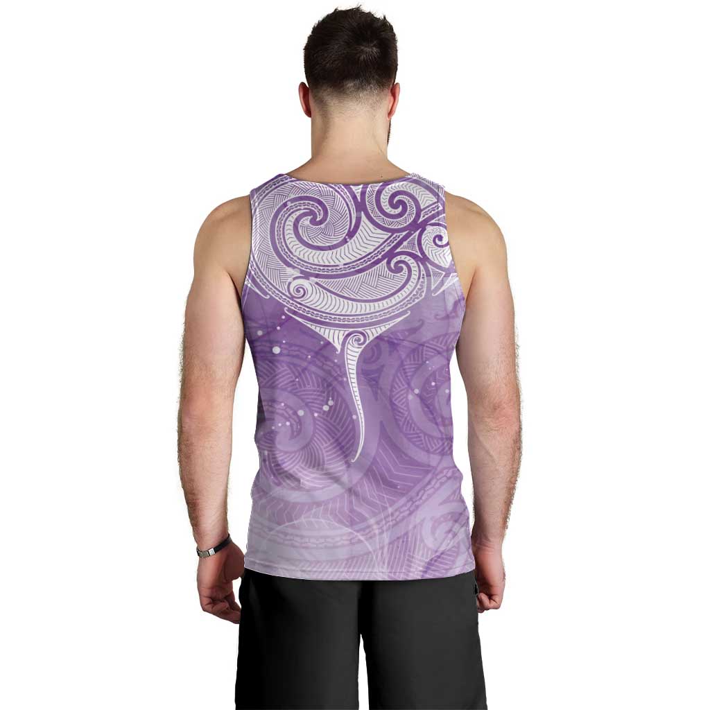 Epilepsy Awareness Maori Aotearoa Men Tank Top Manta Ray - Purple Glaze - Polynesian Pride