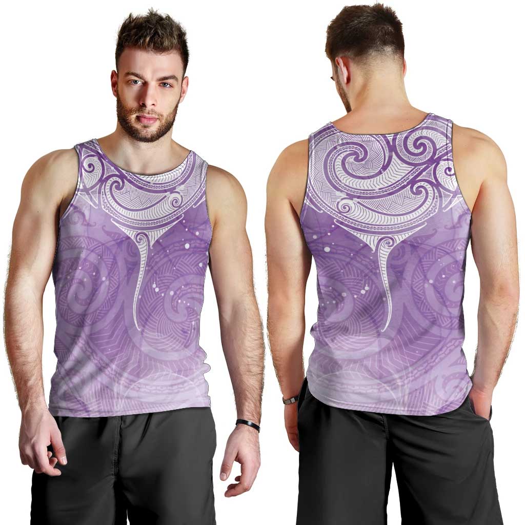 Epilepsy Awareness Maori Aotearoa Men Tank Top Manta Ray - Purple Glaze - Polynesian Pride