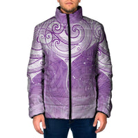 Epilepsy Awareness Maori Aotearoa Padded Jacket Manta Ray - Purple Glaze - Polynesian Pride