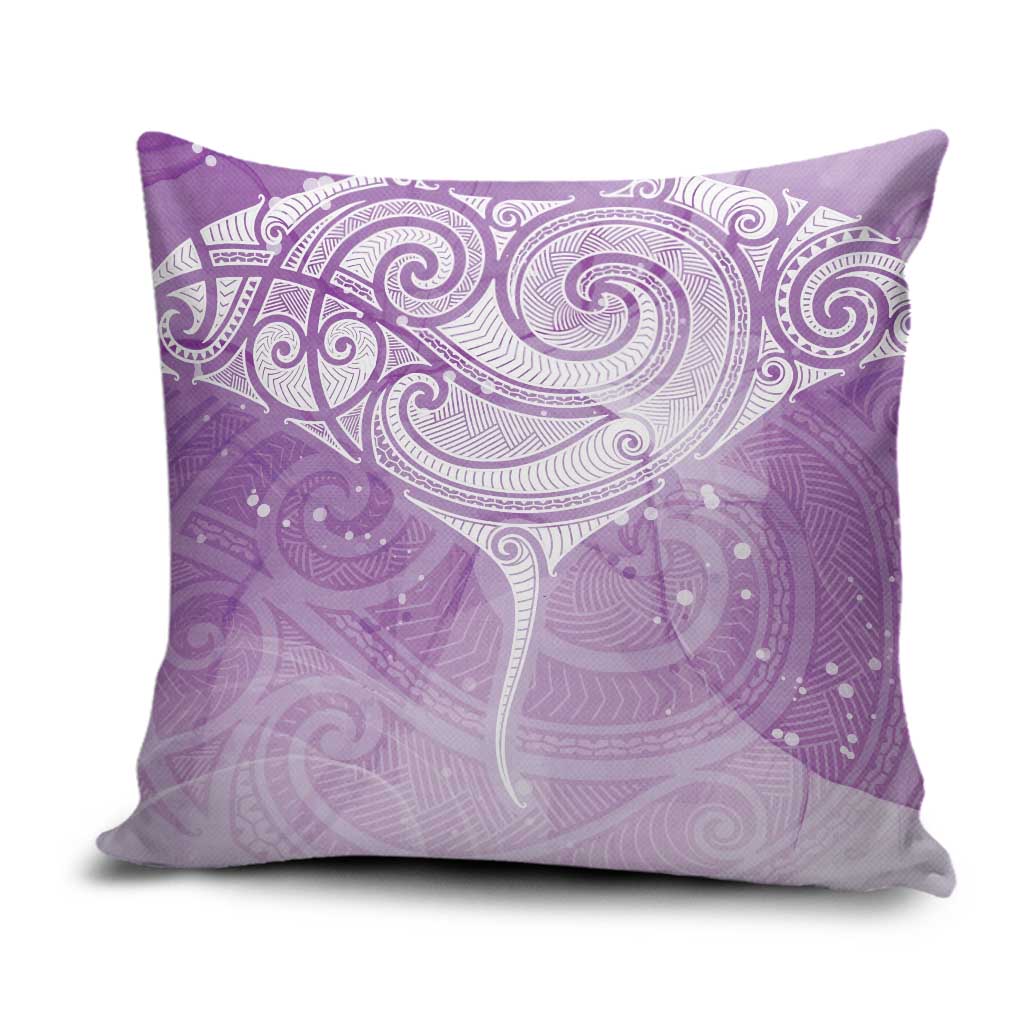 Epilepsy Awareness Maori Aotearoa Pillow Cover Manta Ray - Purple Glaze - Polynesian Pride