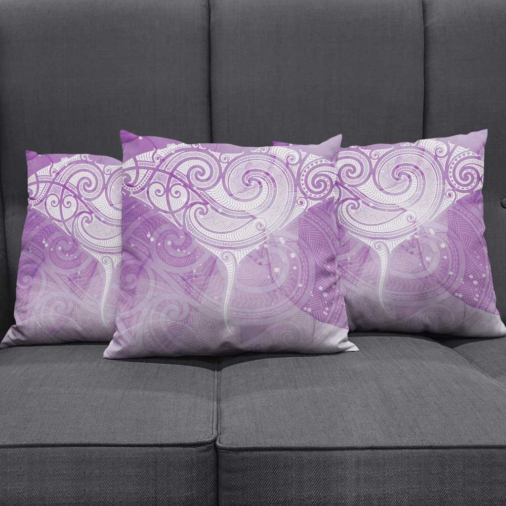 Epilepsy Awareness Maori Aotearoa Pillow Cover Manta Ray - Purple Glaze - Polynesian Pride