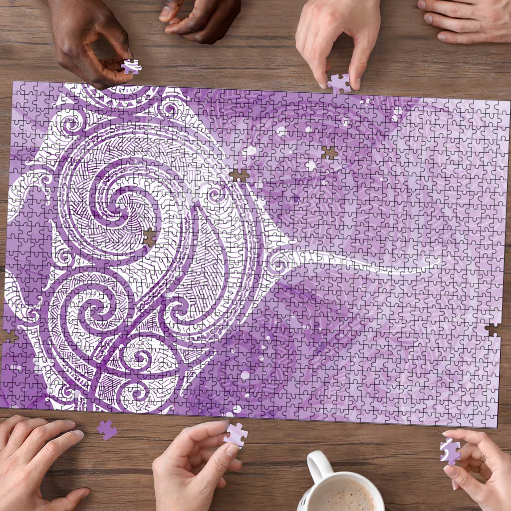 Epilepsy Awareness Maori Aotearoa Puzzle Manta Ray - Purple Glaze - Polynesian Pride