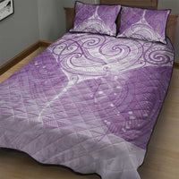 Epilepsy Awareness Maori Aotearoa Quilt Bed Set Manta Ray - Purple Glaze - Polynesian Pride