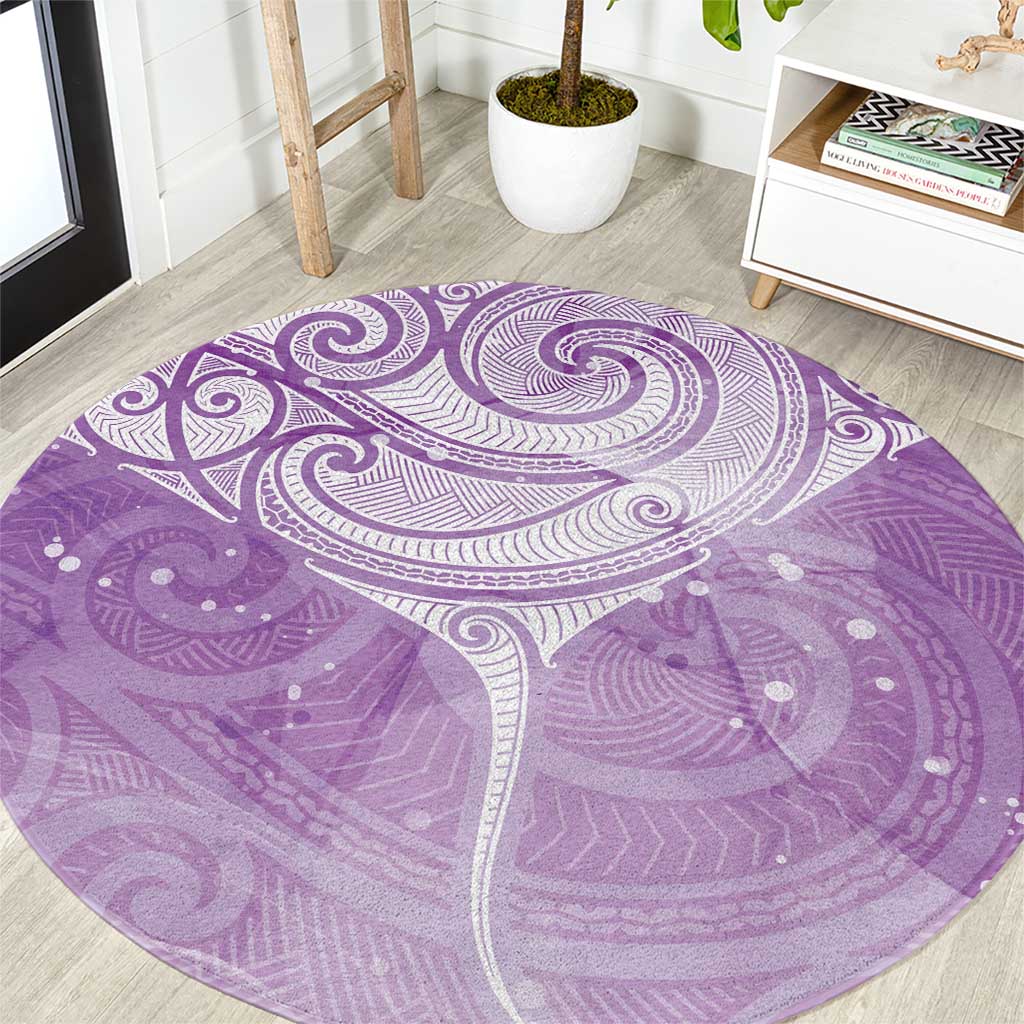 Epilepsy Awareness Maori Aotearoa Round Carpet Manta Ray - Purple Glaze - Polynesian Pride
