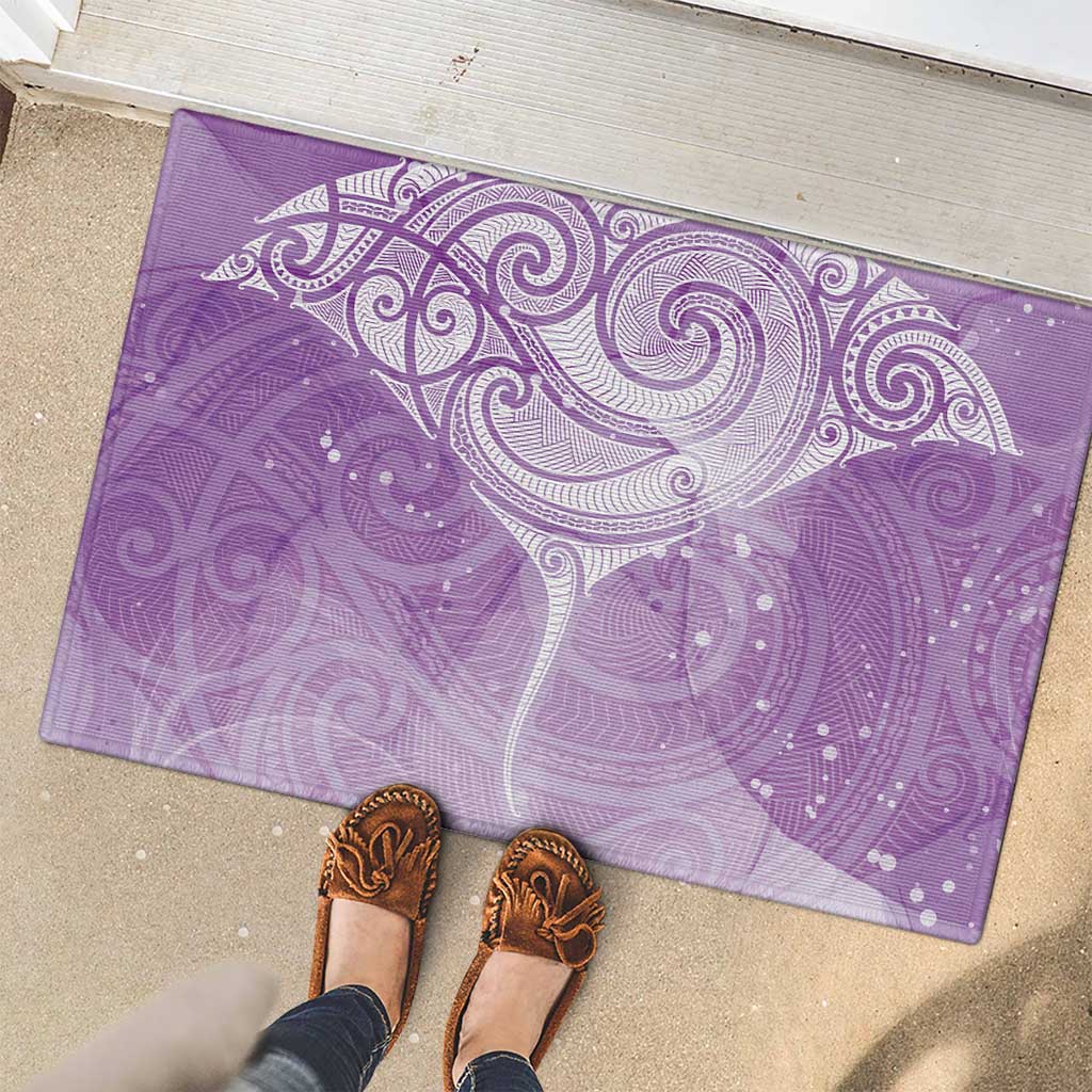 Epilepsy Awareness Maori Aotearoa Rubber Doormat Manta Ray - Purple Glaze - Polynesian Pride