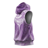 Epilepsy Awareness Maori Aotearoa Sleeveless Hoodie Manta Ray - Purple Glaze - Polynesian Pride