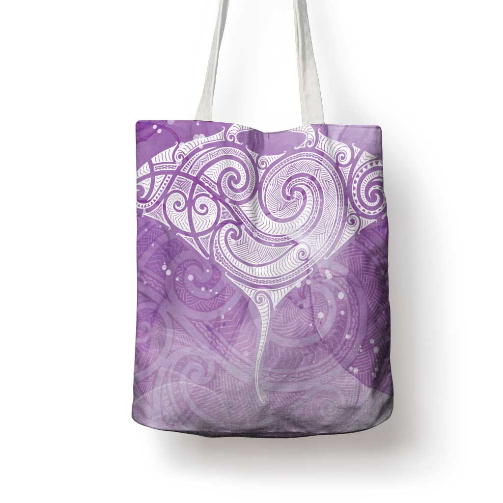 Epilepsy Awareness Maori Aotearoa Tote Bag Manta Ray - Purple Glaze - Polynesian Pride