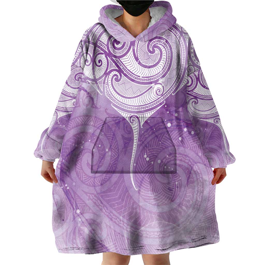 Epilepsy Awareness Maori Aotearoa Wearable Blanket Hoodie Manta Ray - Purple Glaze - Polynesian Pride