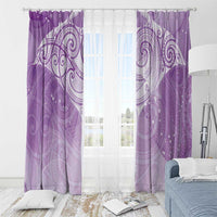Epilepsy Awareness Maori Aotearoa Window Curtain Manta Ray - Purple Glaze - Polynesian Pride