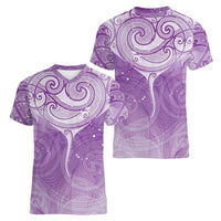 Epilepsy Awareness Maori Aotearoa Women V-Neck T-Shirt Manta Ray - Purple Glaze - Polynesian Pride