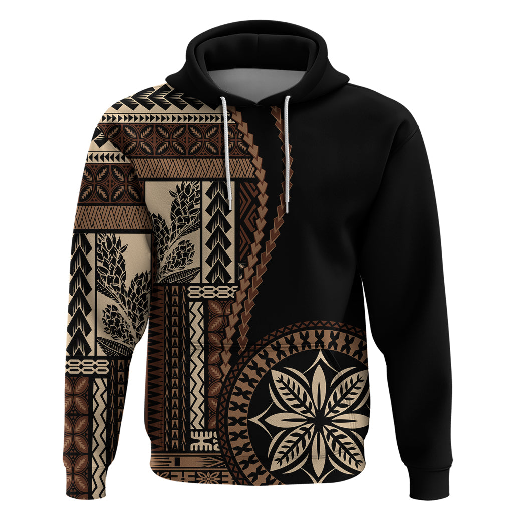 Samoa Siapo Motif Hoodie Classic Style - Black Ver02 LT7 Black - Polynesian Pride