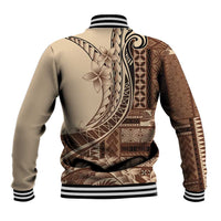 Samoa Siapo Mamanu Baseball Jacket Plumeria Mocha Motifs