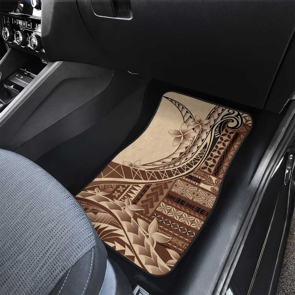 Samoa Siapo Mamanu Car Mats Plumeria Mocha Motifs