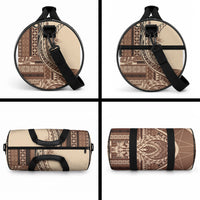 Samoa Siapo Mamanu Duffle Bag Plumeria Mocha Motifs