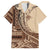 Samoa Siapo Mamanu Family Matching Off The Shoulder Long Sleeve Dress and Hawaiian Shirt Plumeria Mocha Motifs