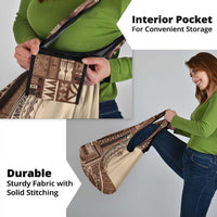 Samoa Siapo Mamanu Grocery Bag Plumeria Mocha Motifs