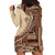 Samoa Siapo Mamanu Hoodie Dress Plumeria Mocha Motifs