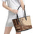 Samoa Siapo Mamanu Leather Tote Bag Plumeria Mocha Motifs