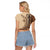 Samoa Siapo Mamanu Raglan Cropped T Shirt Plumeria Mocha Motifs