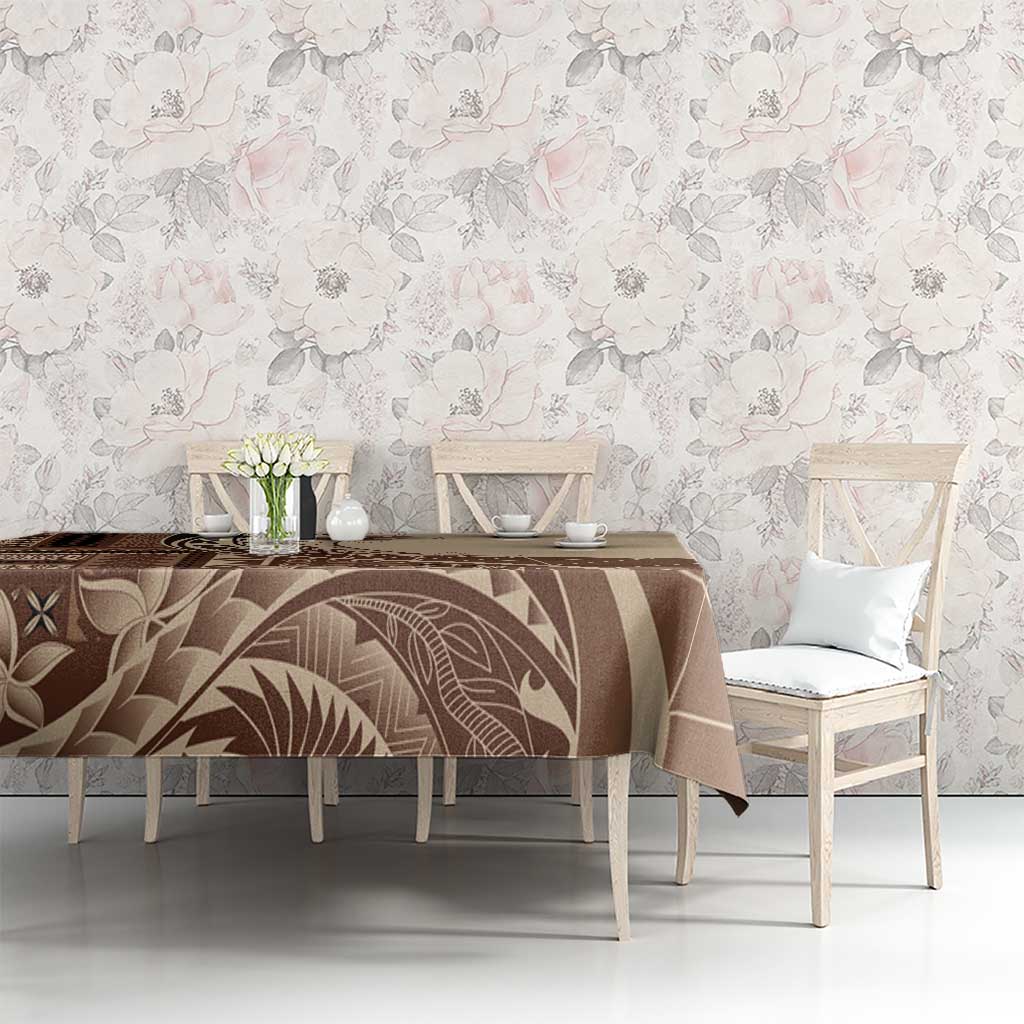 Samoa Siapo Mamanu Tablecloth Plumeria Mocha Motifs