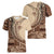 Samoa Siapo Mamanu Women V-Neck T-Shirt Plumeria Mocha Motifs