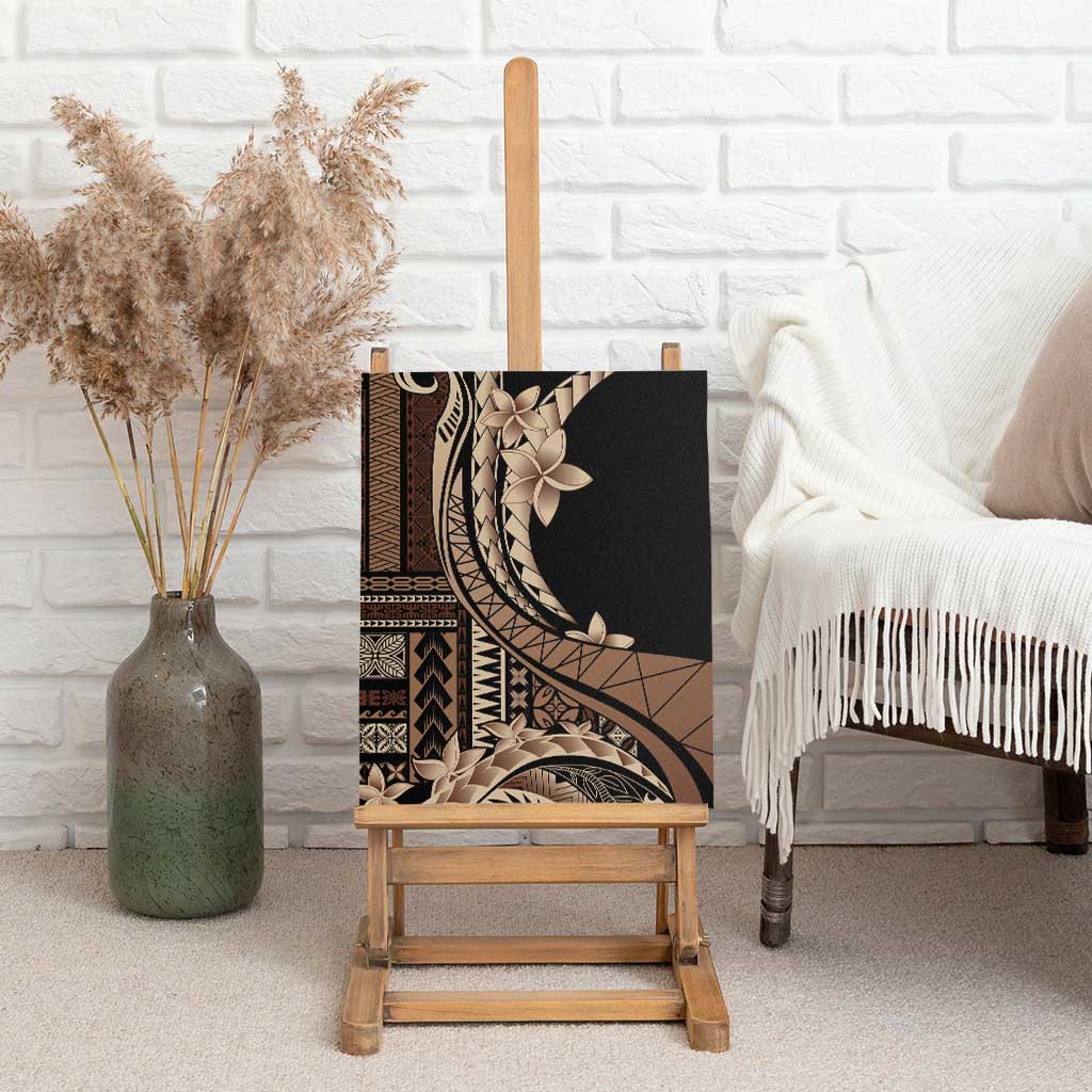 Samoa Siapo Mamanu Canvas Wall Art Plumeria Black Motifs
