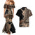 Samoa Siapo Mamanu Couples Matching Mermaid Dress and Hawaiian Shirt Plumeria Black Motifs