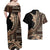 Samoa Siapo Mamanu Couples Matching Off Shoulder Maxi Dress and Hawaiian Shirt Plumeria Black Motifs