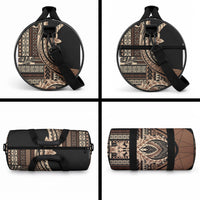 Samoa Siapo Mamanu Duffle Bag Plumeria Black Motifs