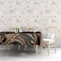 Samoa Siapo Mamanu Tablecloth Plumeria Black Motifs