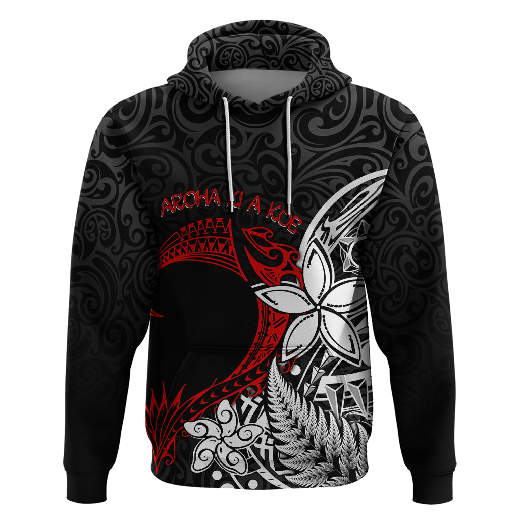 Valentine New Zealand Hoodie Aotearoa Couple Maori Aroha Ki a Koe LT7 Pullover Hoodie Black - Polynesian Pride