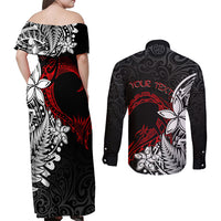 New Zealand Aotearoa Valentine Couples Matching Off Shoulder Maxi Dress and Long Sleeve Button Shirt Couple Maori Aroha Ki a Koe Ver.02 LT7 - Polynesian Pride