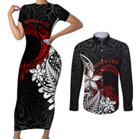 New Zealand Aotearoa Valentine Couples Matching Short Sleeve Bodycon Dress and Long Sleeve Button Shirt Couple Maori Aroha Ki a Koe Ver.02 LT7 Black - Polynesian Pride