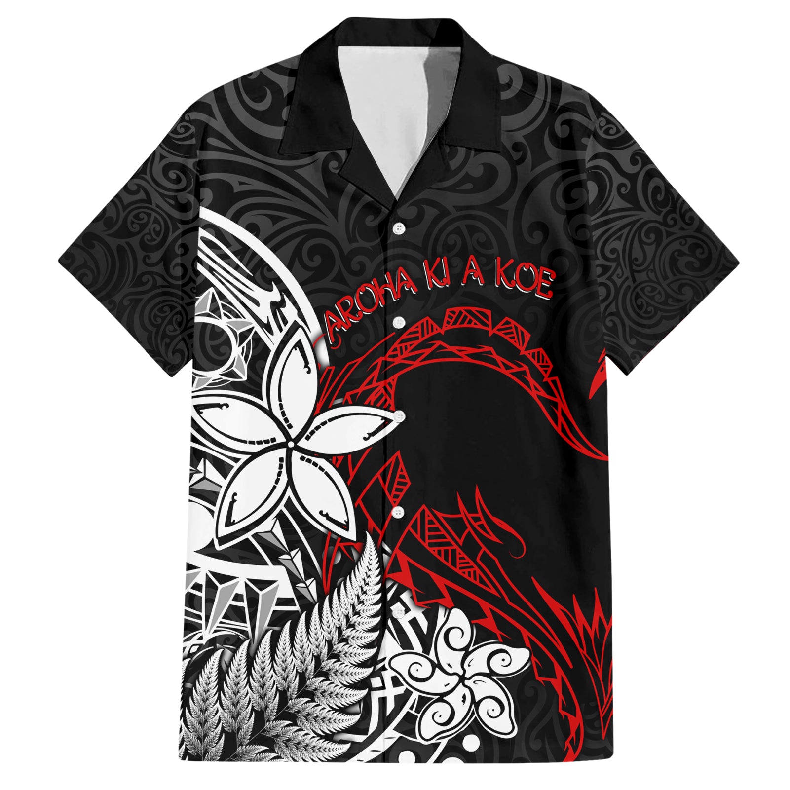 New Zealand Aotearoa Valentine Hawaiian Shirt Couple Maori Aroha Ki a Koe Ver.02 LT7 Black - Polynesian Pride