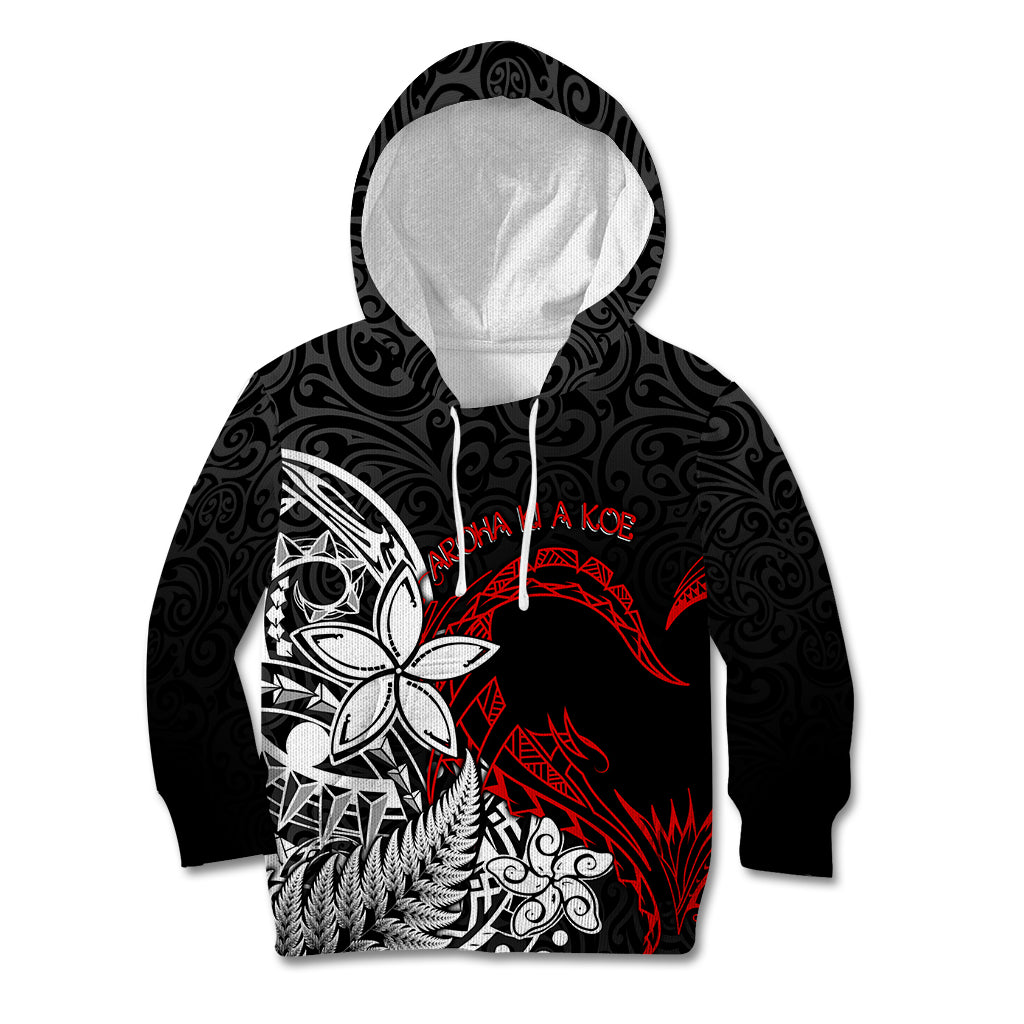New Zealand Aotearoa Valentine Kid Hoodie Couple Maori Aroha Ki a Koe Ver.02 LT7 Hoodie Black - Polynesian Pride
