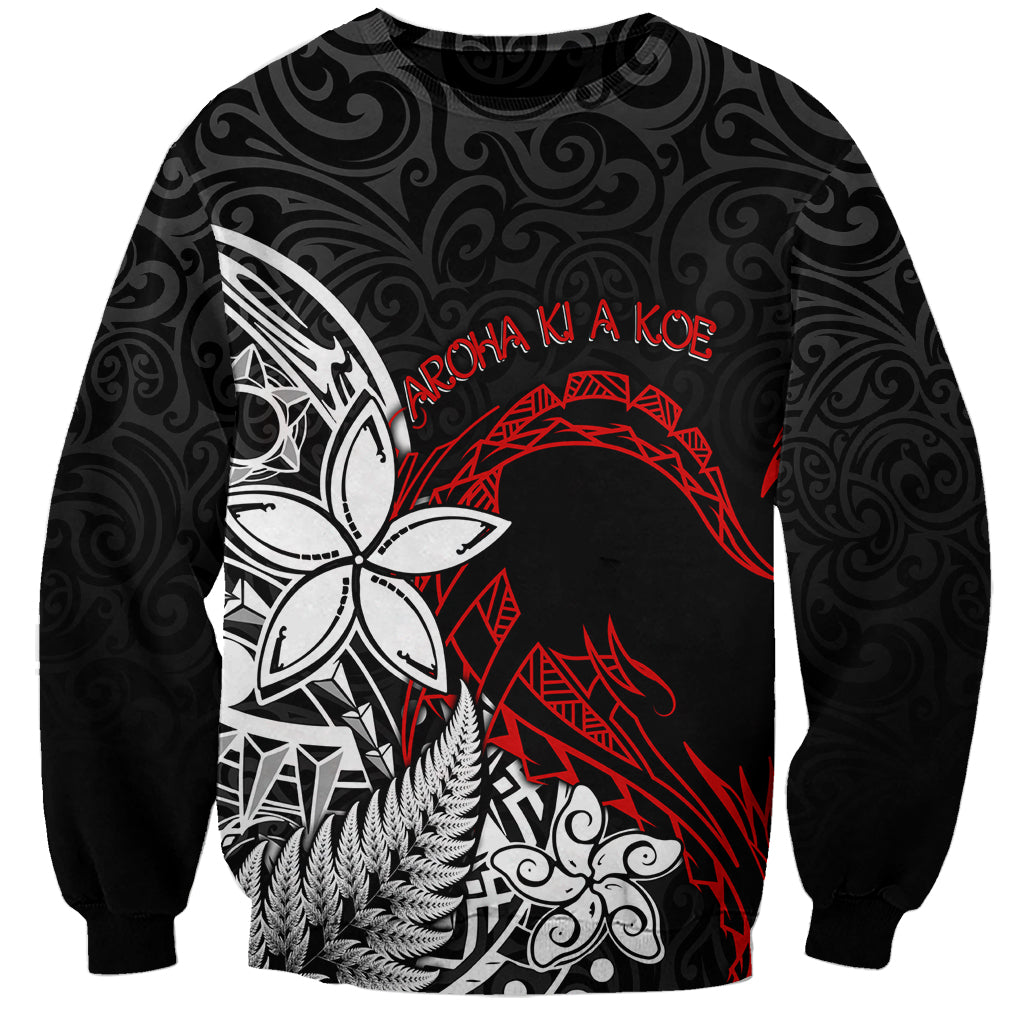 New Zealand Aotearoa Valentine Sweatshirt Couple Maori Aroha Ki a Koe Ver.02 LT7 Unisex Black - Polynesian Pride