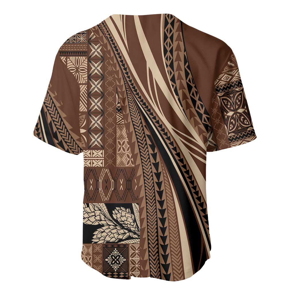 Pasifika Women's Day - Samoa Siapo Malu Tattoo Inspired Baseball Jersey Brown