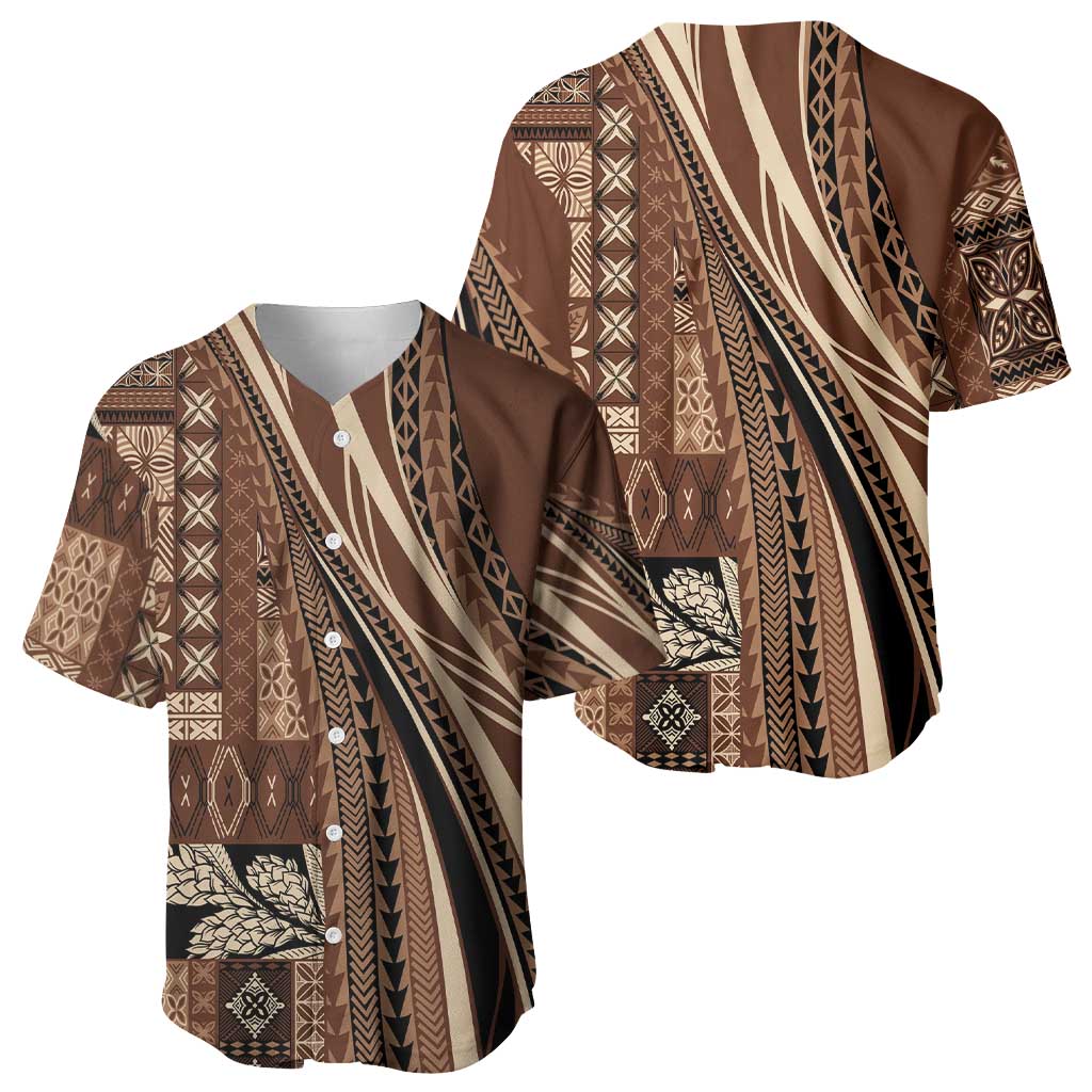 Pasifika Women's Day - Samoa Siapo Malu Tattoo Inspired Baseball Jersey Brown